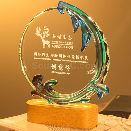 客製化發光琉璃獎座禮品