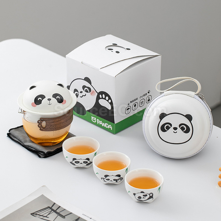 客製化熊猫玻璃杯禮品
