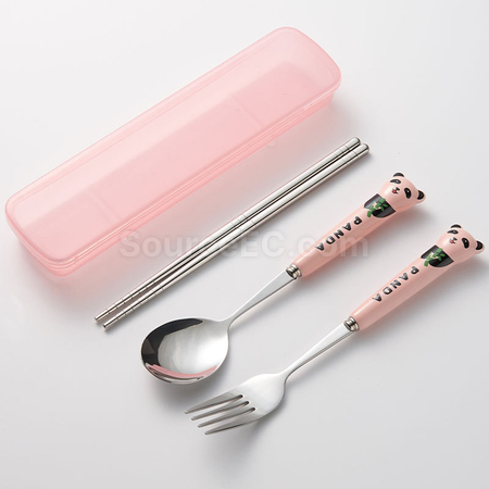 客製化貓熊不銹鋼餐具套裝禮品