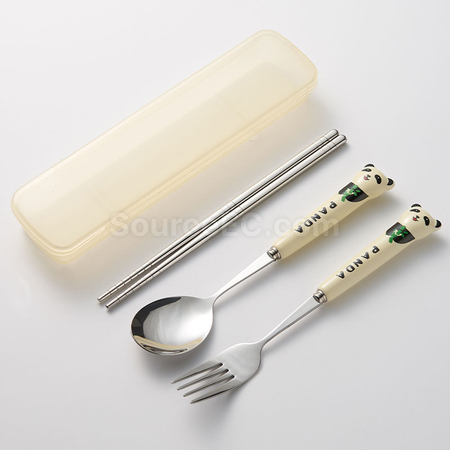 客製化貓熊不銹鋼餐具套裝禮品