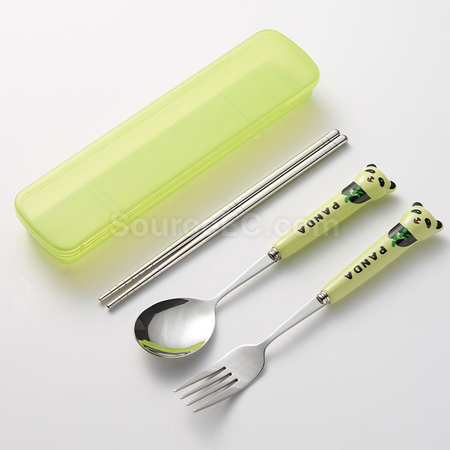 客製化貓熊不銹鋼餐具套裝禮品