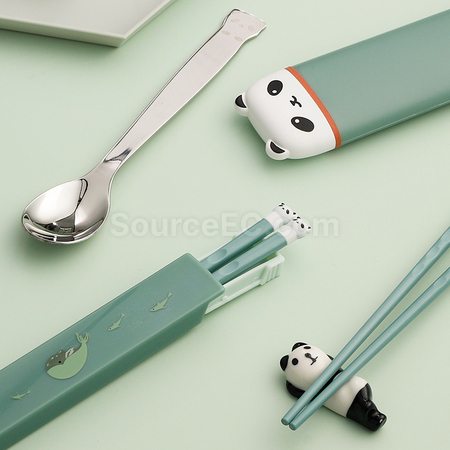 客製化貓熊不銹鋼餐具套裝禮品
