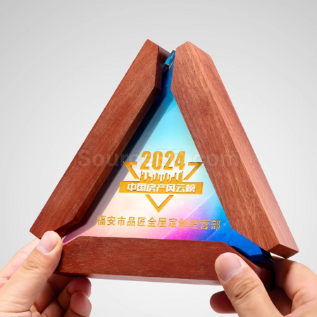 客製化實木水晶獎座禮品