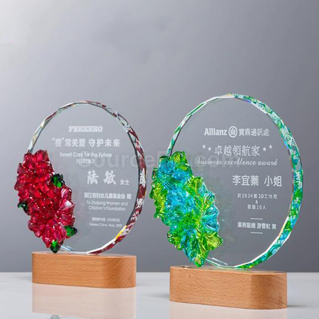 客製化創意發光水晶獎座禮品