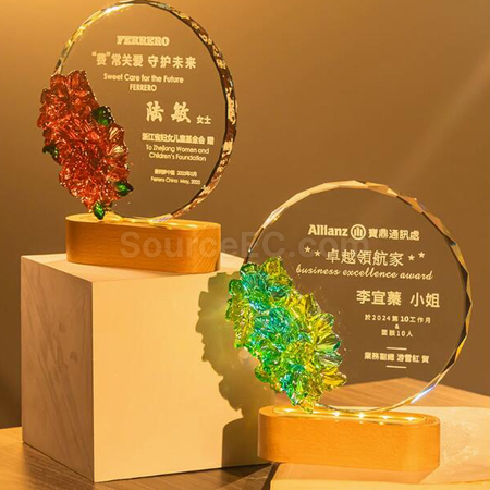 客製化創意發光水晶獎座禮品
