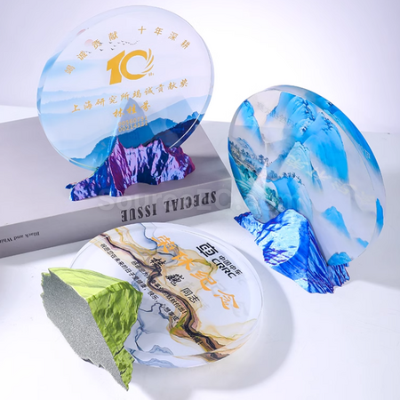 客製化創意山峰水晶獎座禮品