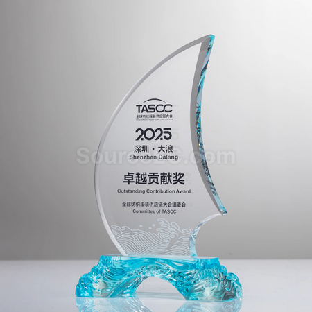 客製化帆船水晶獎座禮品