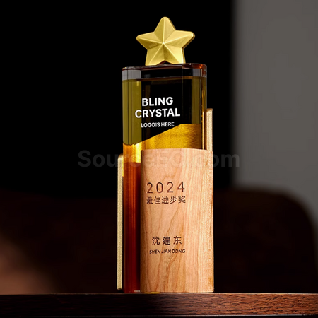 客製化實木水晶獎座禮品