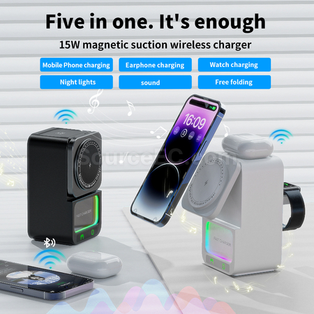 客製化藍牙音箱5合1無線充電器禮品