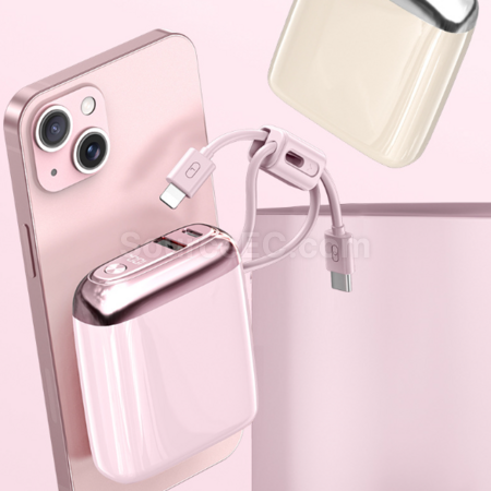 客製化迷你行動電源快充自帶掛線禮品