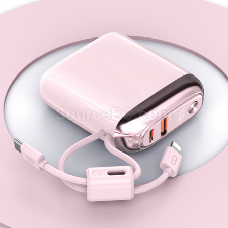 客製化迷你行動電源快充自帶掛線禮品
