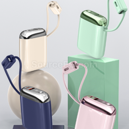 客製化迷你行動電源快充自帶掛線禮品