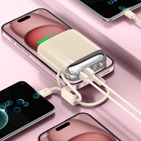 客製化迷你行動電源快充自帶掛線禮品