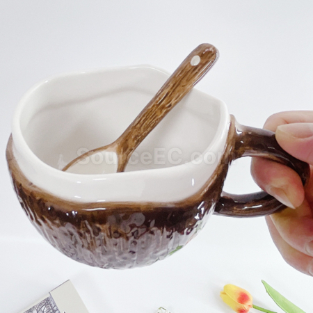客製化不規則椰子陶瓷馬克杯禮品