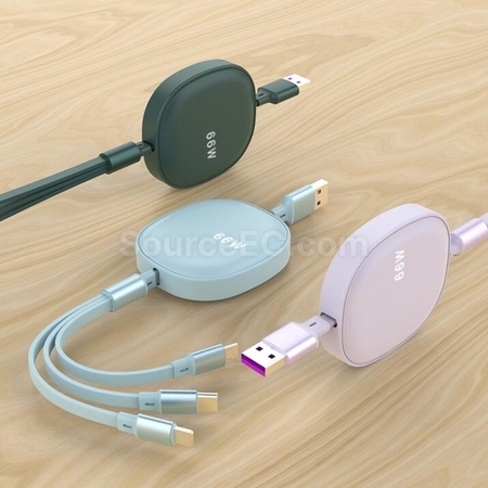客製化66W三合一伸縮充電線禮品