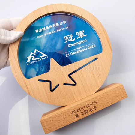客製化實木水晶獎座禮品