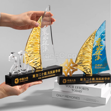 客製化創意帆船水晶獎座禮品
