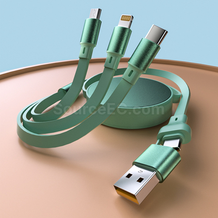 客製化100W伸縮二拖三充電線禮品