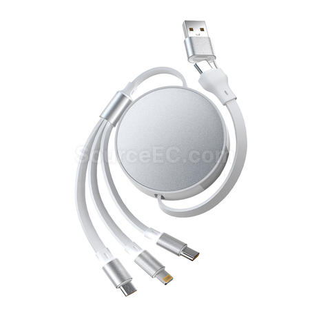 客製化100W伸縮二拖三充電線禮品