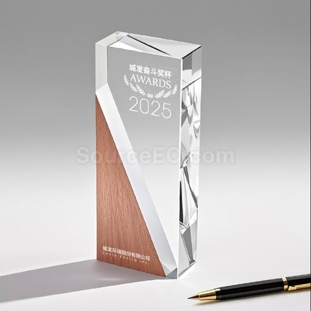 客製化實木水晶紀念獎座禮品