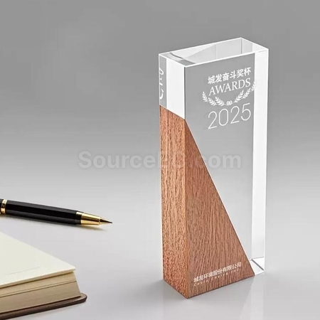 客製化實木水晶紀念獎座禮品