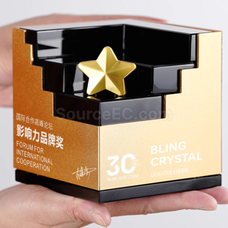 客製化創意實木水晶獎座禮品