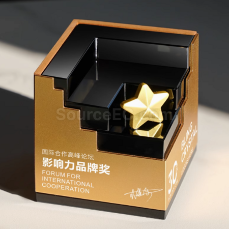 客製化創意實木水晶獎座禮品