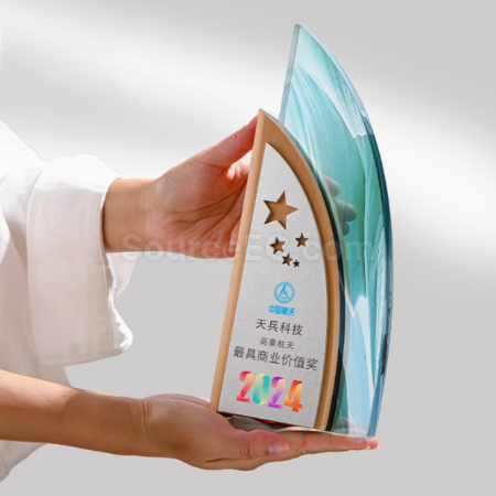 客製化創意帆船水晶獎座禮品