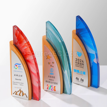 客製化創意帆船水晶獎座禮品