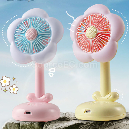 客製化花朵桌面帶燈檯燈小風扇禮品