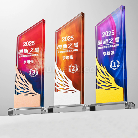 客製化金銀銅水晶獎座禮品