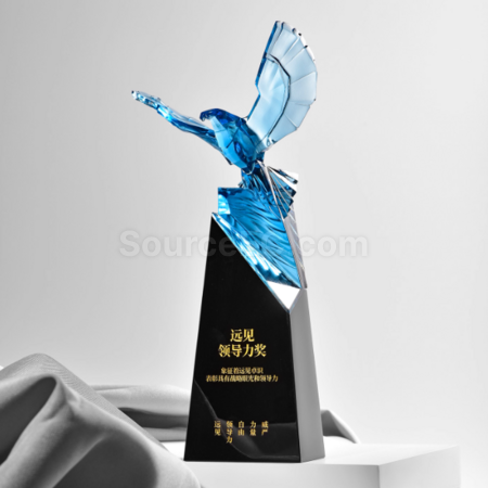 客製化老鷹琉璃水晶獎座禮品