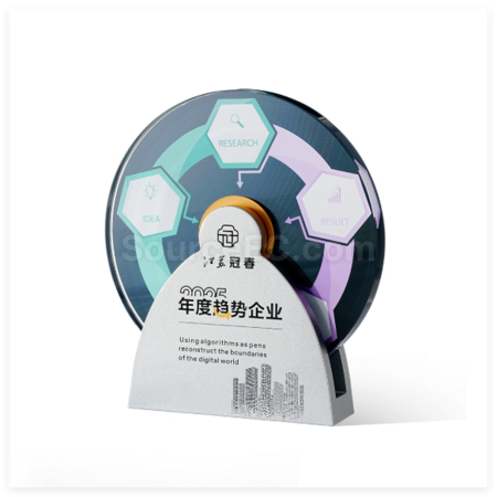 客製化創意金屬旋轉水晶獎座禮品