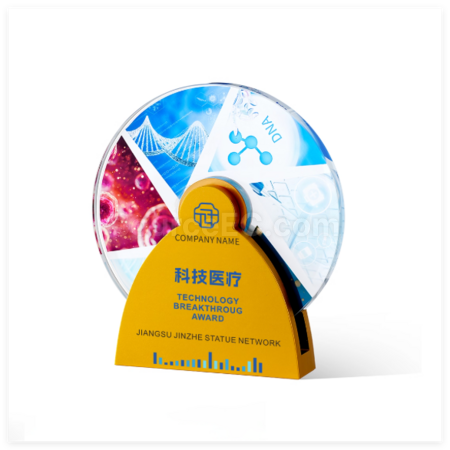 客製化創意金屬旋轉水晶獎座禮品