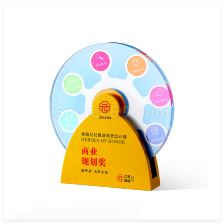 客製化創意金屬旋轉水晶獎座禮品