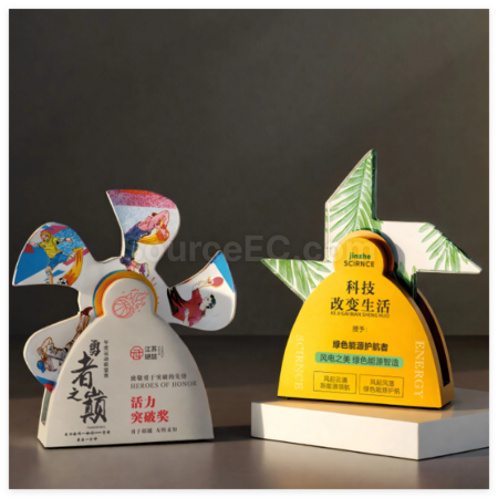 創意金屬旋轉水晶獎座