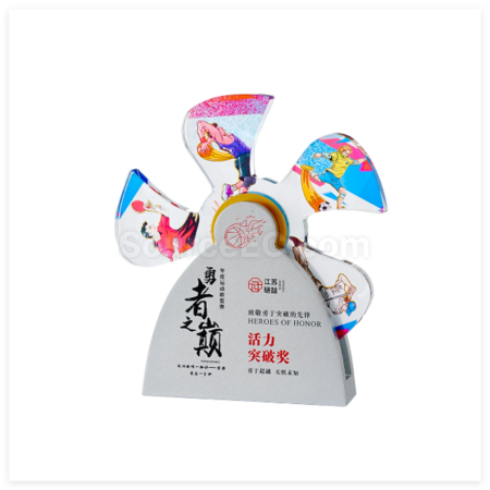 客製化創意金屬旋轉水晶獎座禮品