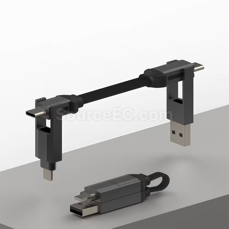 客製化磁吸四合一數據線鑰匙扣禮品