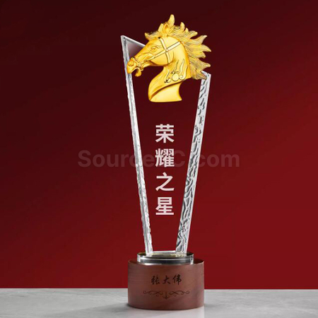 客製化馬年水晶獎座禮品