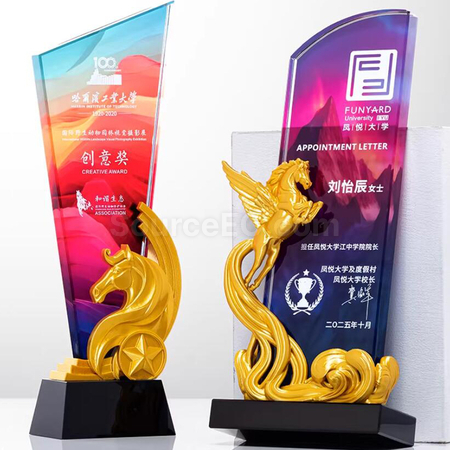 客製化馬年水晶獎座禮品