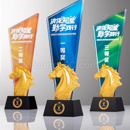 客製化馬年水晶獎座禮品