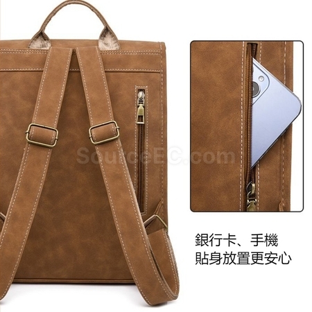 客製化日韓風優雅電腦PU磨砂雙肩包禮品