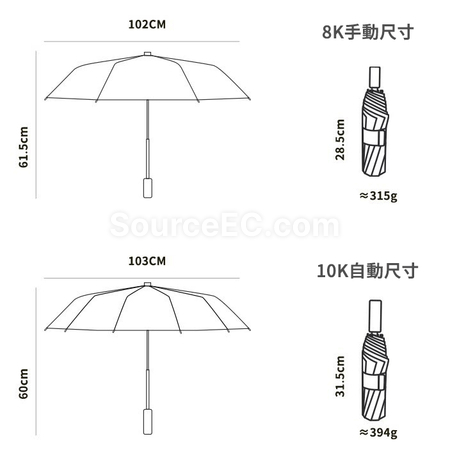 客製化手提式撞色彩膠自動傘禮品