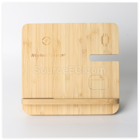 客製化竹木三合一無線充電座禮品