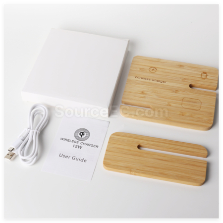 客製化竹木三合一無線充電座禮品