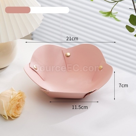 客製化花朵形狀PU皮革摺疊收納盤禮品