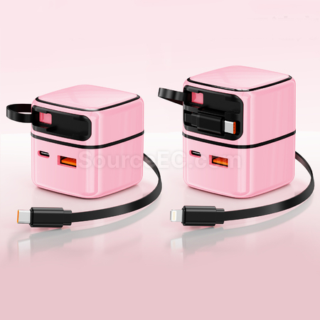 客製化35W氮化鎵抽拉式充電器禮品