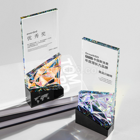 客製化幻彩水晶獎座禮品