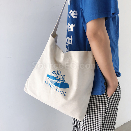客製化小清新文藝風斜背帆布袋禮品