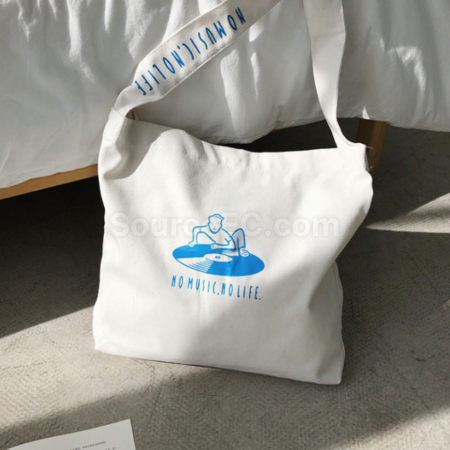 客製化小清新文藝風斜背帆布袋禮品